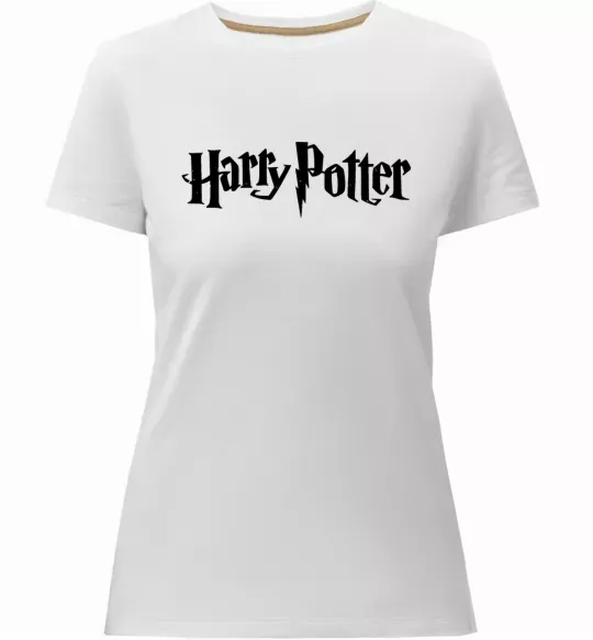 Женская премиум футболка Harry Potter logo black Белый фото