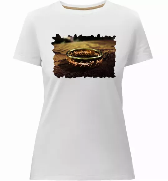 Женская премиум футболка Кільце Всевладдя Белый фото