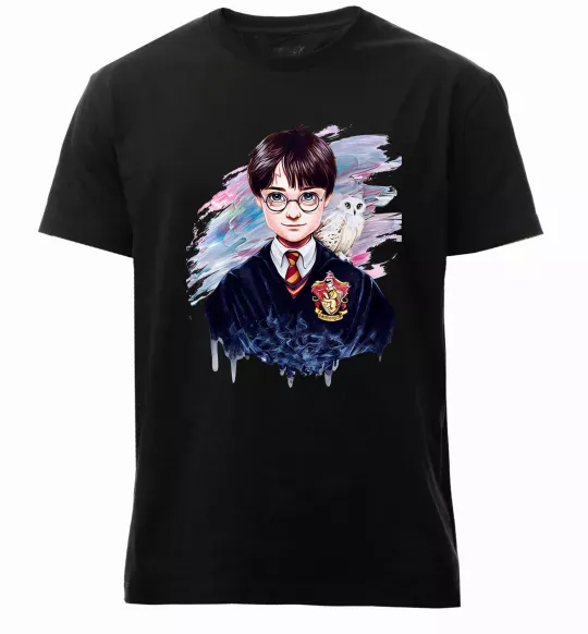 Мужская премиум футболка Гаррі Поттер арт Черный фото