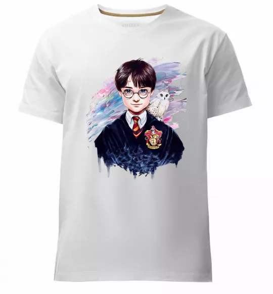 Мужская премиум футболка Гаррі Поттер арт Белый фото