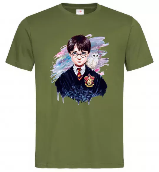Чоловіча футболка Гаррі Поттер арт Оливковий фото