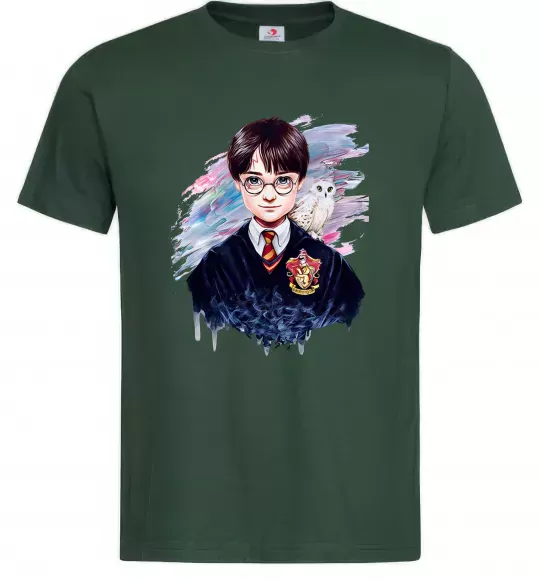 Чоловіча футболка Гаррі Поттер арт Темно-зелений фото