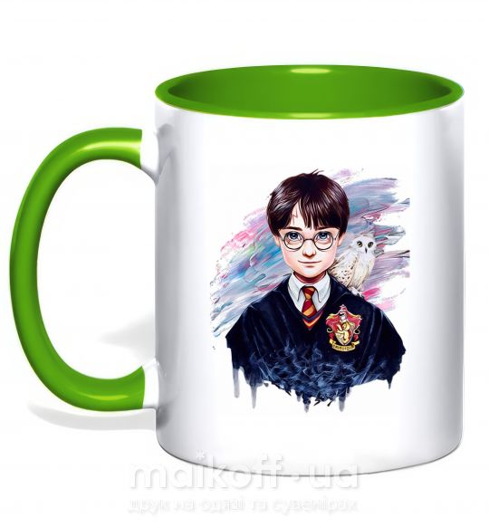 Чашка з кольоровою ручкою Гаррі Поттер арт Зелений фото