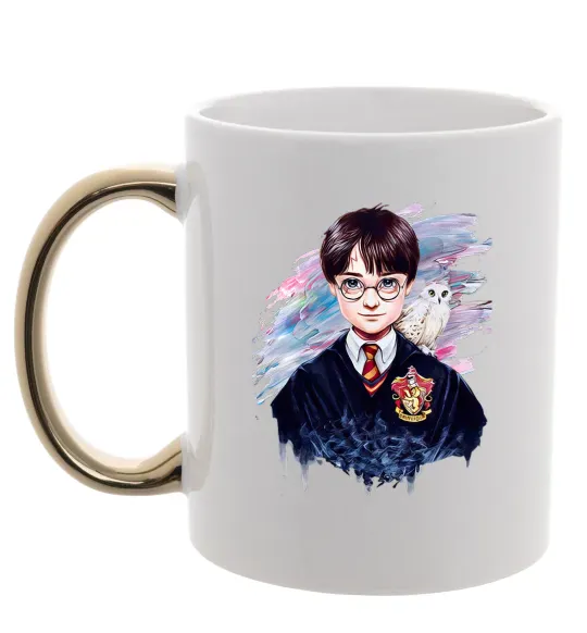 Чашка с цветной ручкой Гаррі Поттер арт Золото фото