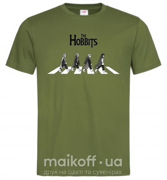 Чоловіча футболка The Hobbits art Оливковий фото