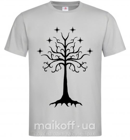 Мужская футболка Властелин колец дерево Серый фото