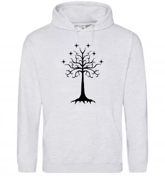 Мужская толстовка (худи) Володар перстнів дерево Серый меланж фото