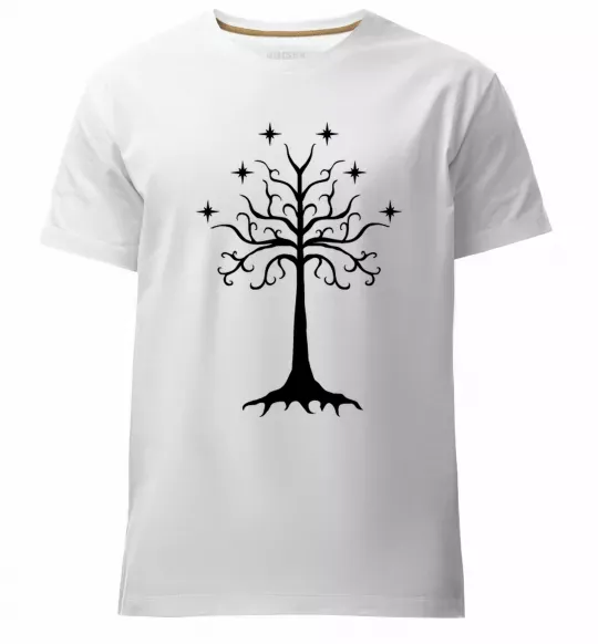 Мужская премиум футболка Володар перстнів дерево Белый фото