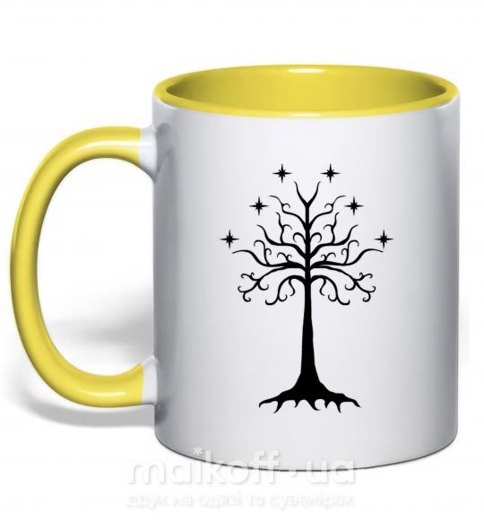 Чашка с цветной ручкой Властелин колец дерево Солнечно желтый фото