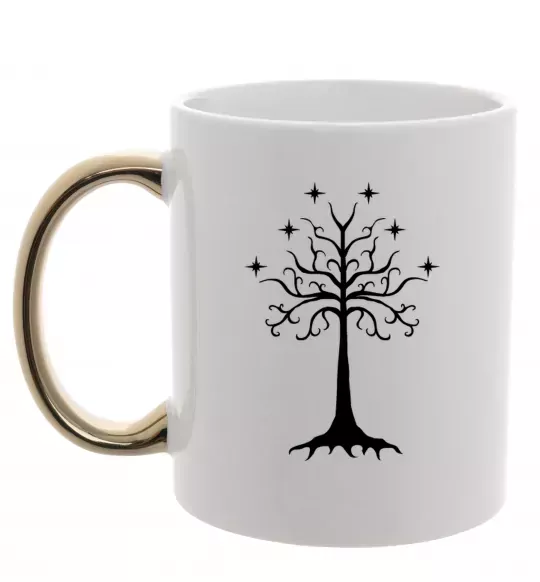 Чашка з кольоровою ручкою Володар перстнів дерево Золото фото