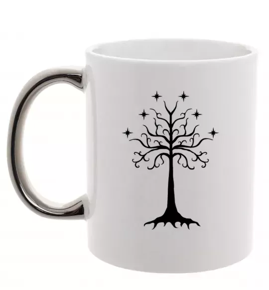 Чашка з кольоровою ручкою Володар перстнів дерево Срібло фото