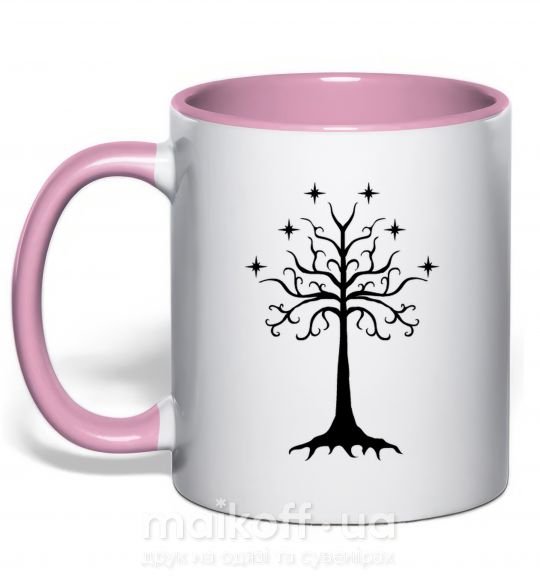 Чашка с цветной ручкой Властелин колец дерево Нежно розовый фото