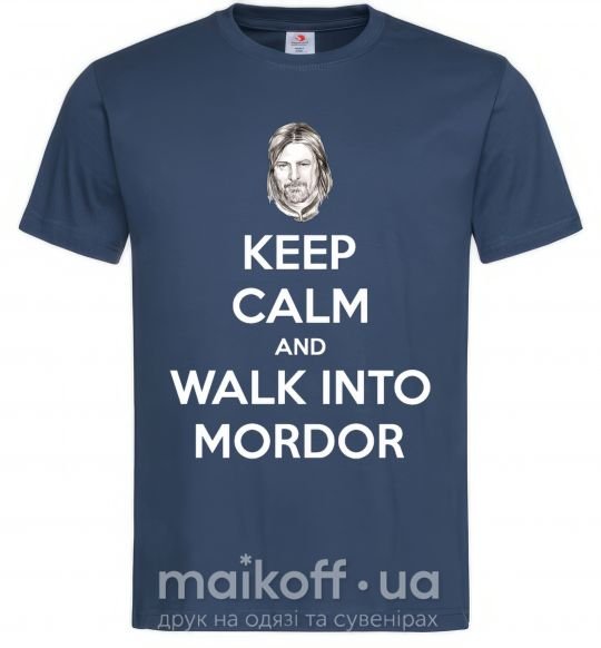 Чоловіча футболка Keep calm and walk into Mordor Темно-синій фото