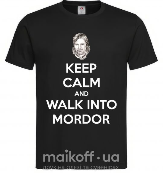Мужская футболка Keep calm and walk into Mordor Черный фото