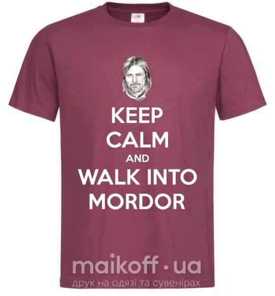 Мужская футболка Keep calm and walk into Mordor Бордовый фото