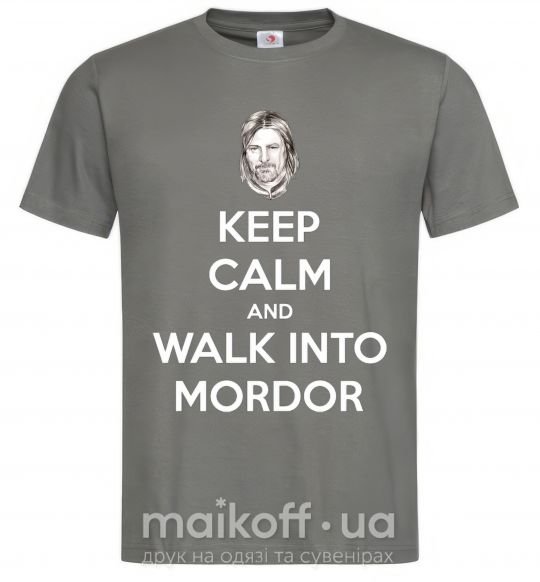 Мужская футболка Keep calm and walk into Mordor Графит фото