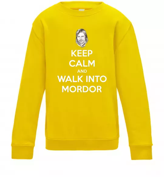 Детский Свитшот Keep calm and walk into Mordor Солнечно желтый фото