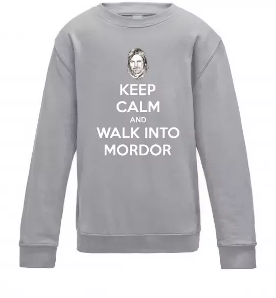 Детский Свитшот Keep calm and walk into Mordor Серый меланж фото