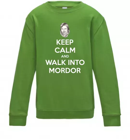 Детский Свитшот Keep calm and walk into Mordor Лаймовый фото