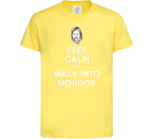 Детская футболка Keep calm and walk into Mordor Лимонный фото