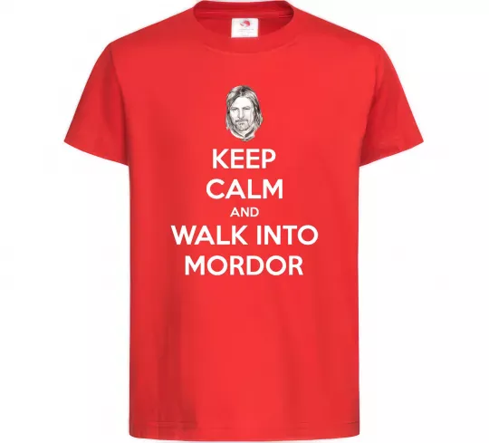 Детская футболка Keep calm and walk into Mordor Красный фото
