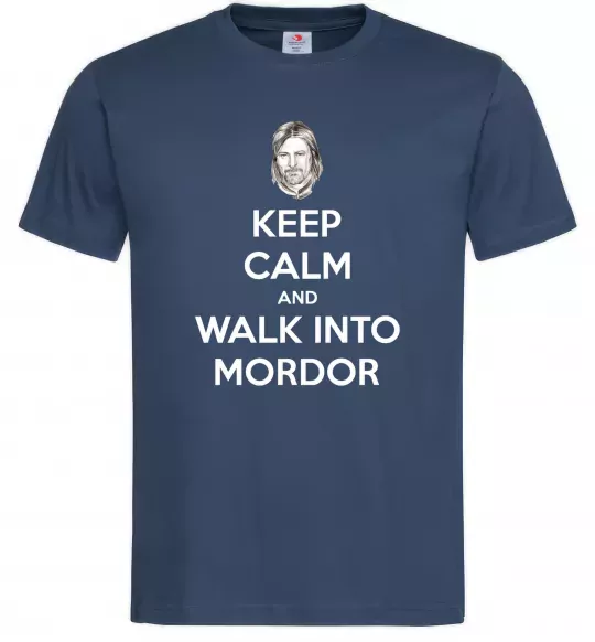 Чоловіча футболка Keep calm and walk into Mordor Темно-синій фото