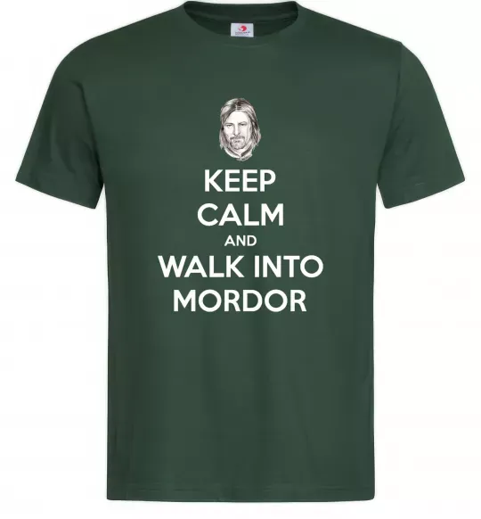 Чоловіча футболка Keep calm and walk into Mordor Темно-зелений фото