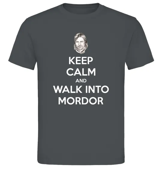 Чоловіча футболка Keep calm and walk into Mordor Графіт фото