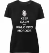 Жіноча преміум футболка Keep calm and walk into Mordor Чорний фото