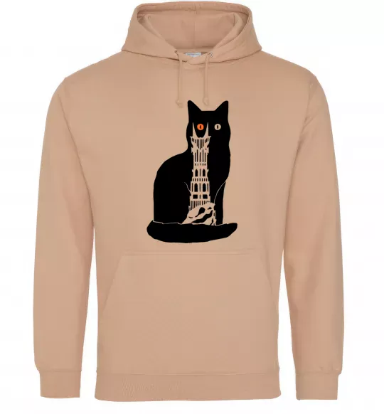 Мужская толстовка (худи) Кот Мордора Песочный фото