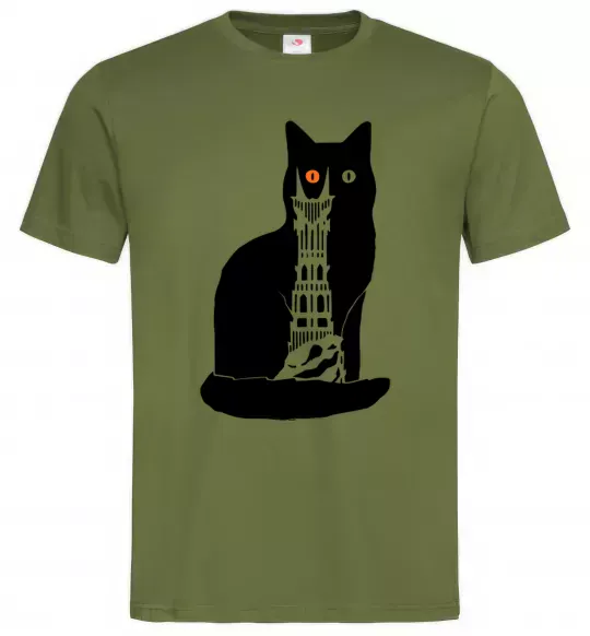 Чоловіча футболка Кот Мордора Оливковий фото