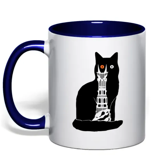 Чашка з кольоровою ручкою Кот Мордора Глибокий темно-синій фото