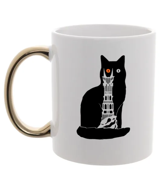 Чашка з кольоровою ручкою Кот Мордора Золото фото