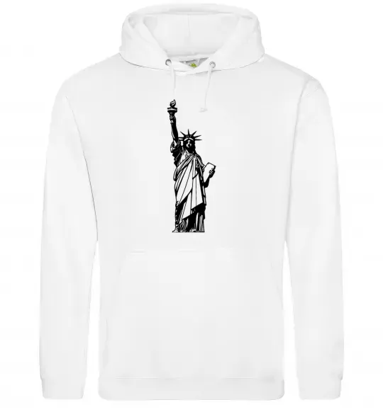 Женская толстовка (худи) Статуя Свободи чб Белый фото