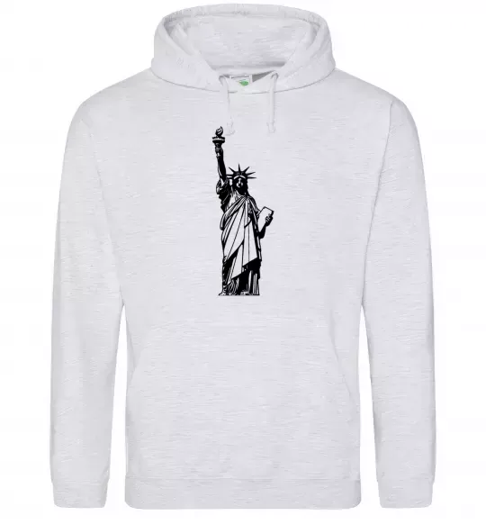 Женская толстовка (худи) Статуя Свободи чб Серый меланж фото