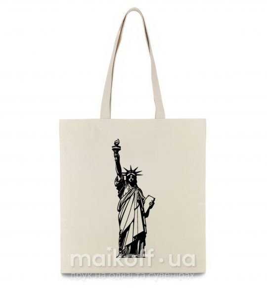Эко-сумка Статуя Свободы чб Бежевый фото