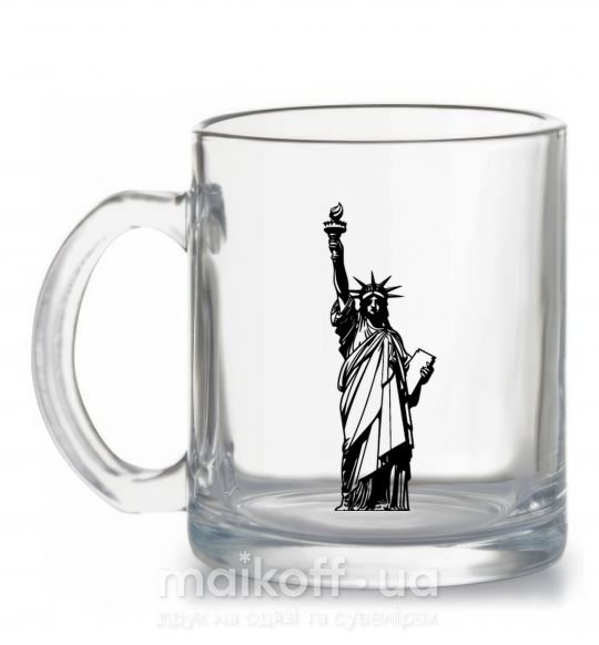 Чашка стеклянная Статуя Свободы чб Прозрачный фото