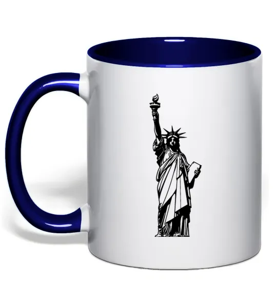 Чашка с цветной ручкой Статуя Свободи чб Глубокий темно-синий фото