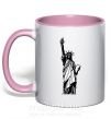 Чашка з кольоровою ручкою Статуя Свободы чб Ніжно рожевий фото
