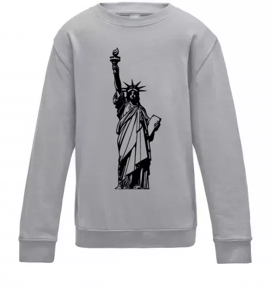 Детский Свитшот Статуя Свободи чб Серый меланж фото