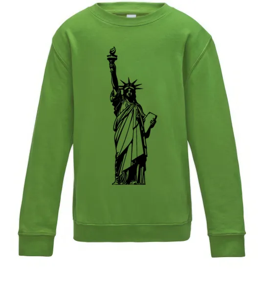 Детский Свитшот Статуя Свободи чб Лаймовый фото