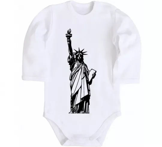 Детский боди Статуя Свободи чб Белый фото