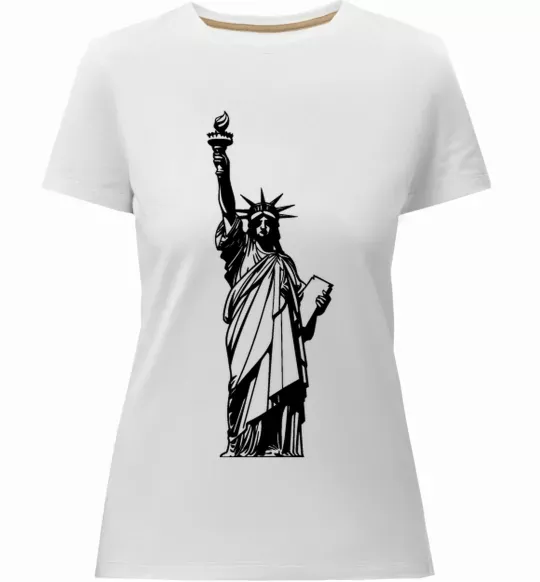 Женская премиум футболка Статуя Свободи чб Белый фото