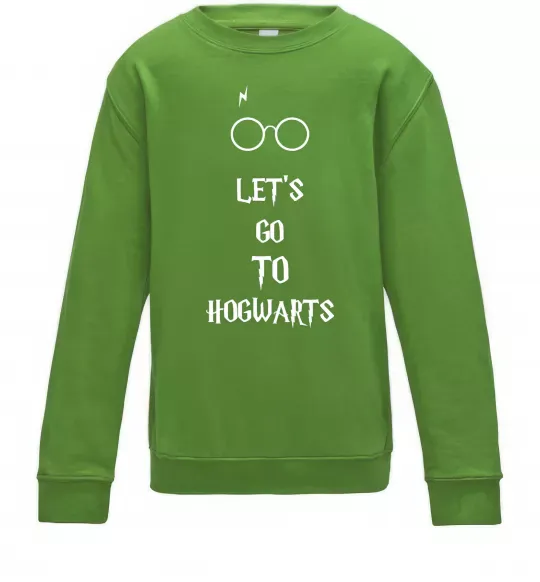 Детский Свитшот Let's go to Hogwarts Лаймовый фото