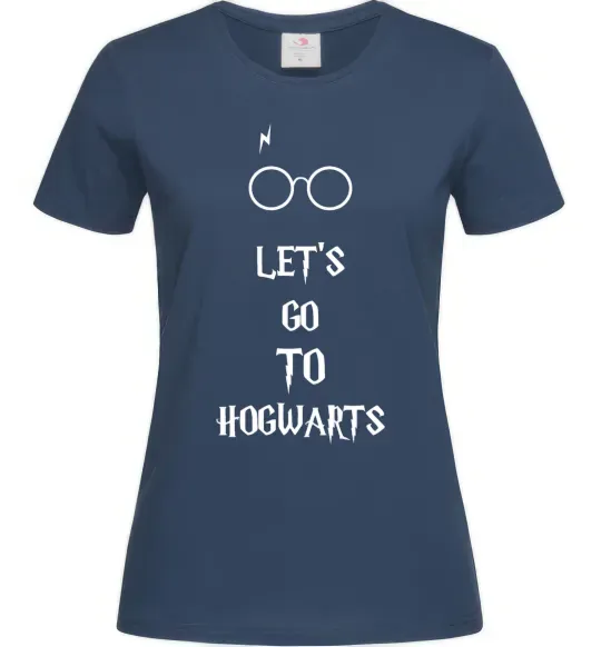 Жіноча футболка Let's go to Hogwarts Темно-синій фото