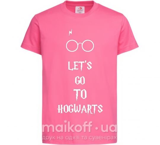 Дитяча футболка Let's go to Hogwarts Яскраво-рожевий фото