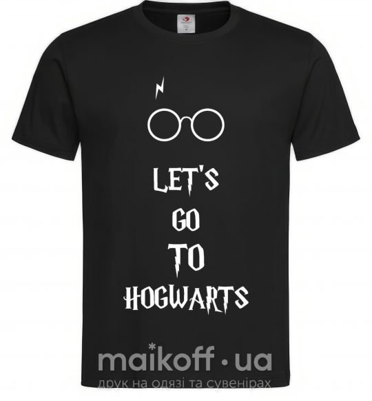Чоловіча футболка Let's go to Hogwarts Чорний фото