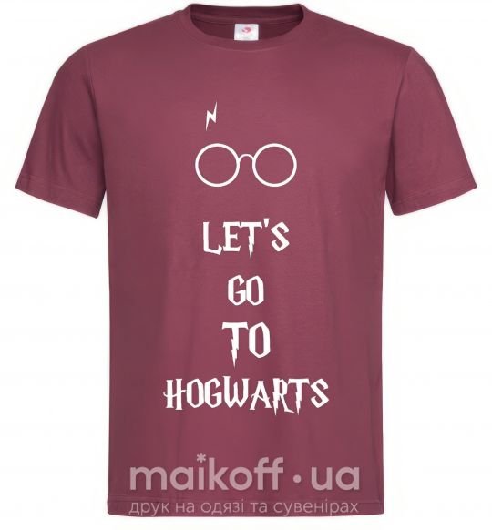 Чоловіча футболка Let's go to Hogwarts Бордовий фото