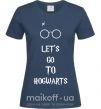 Жіноча футболка Let's go to Hogwarts Темно-синій фото