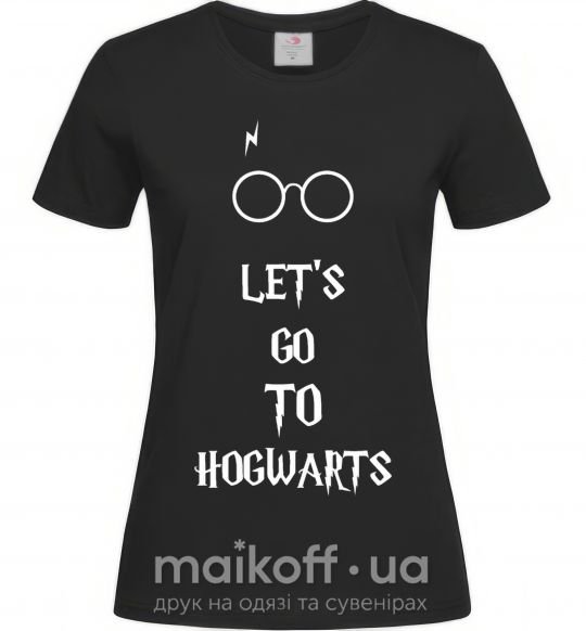 Жіноча футболка Let's go to Hogwarts Чорний фото